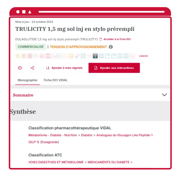 Disponibilité des médicaments VIDAL